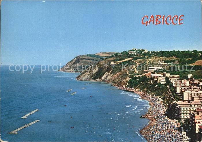 Gabicce Mare Panorama aereo Strand Kueste Fliegeraufnahme