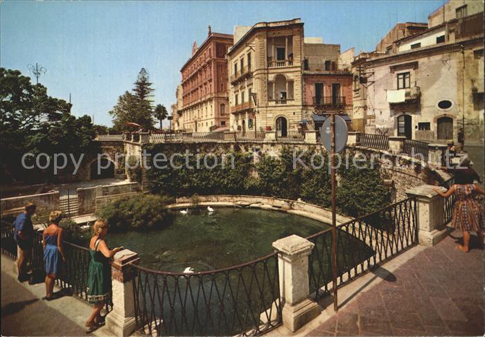 Siracusa Fontana Aretusa con i papiri Brunnen Papyrusbaeume