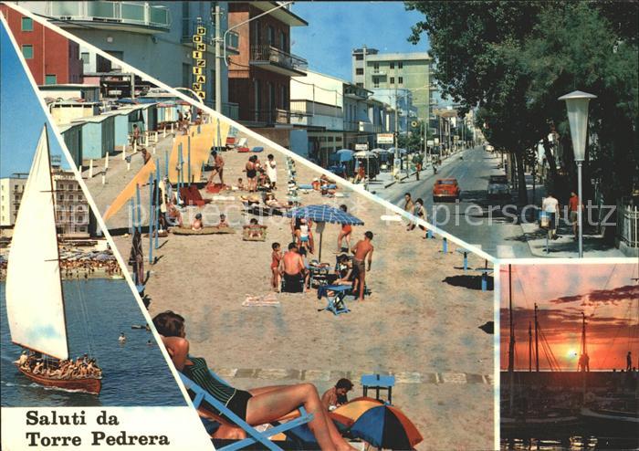 Torre Pedrera Strand Hafen Sonnenuntergang Segelboot Strassenpartie