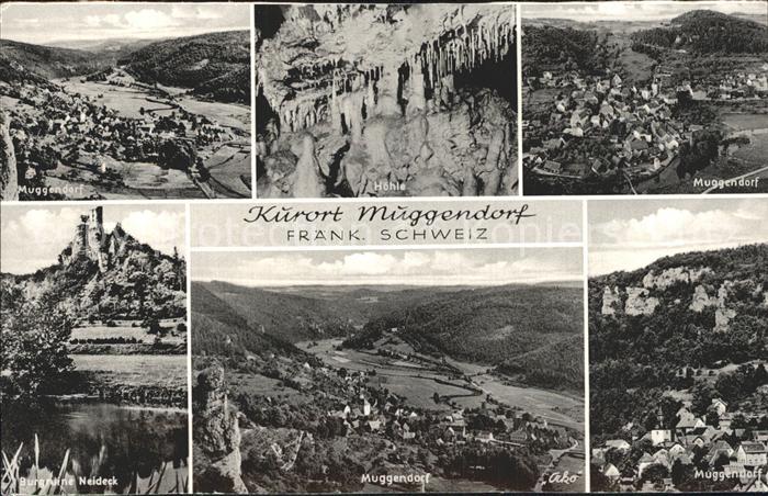 Muggendorf Fraenkische Schweiz Total Hoehle Burgruine Neideck Panorama