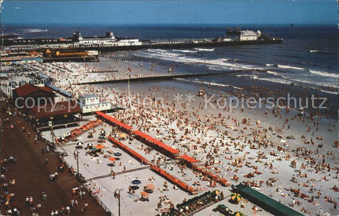 Atlantic City New Jersey Bathers and the beach Air view