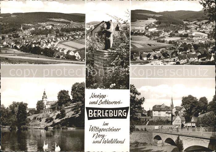 Berleburg Bad Total und Teilansicht Kirche Bruecke