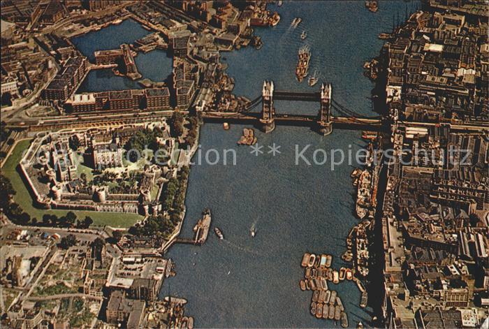 London Tower of London and Tower Bridge Air view