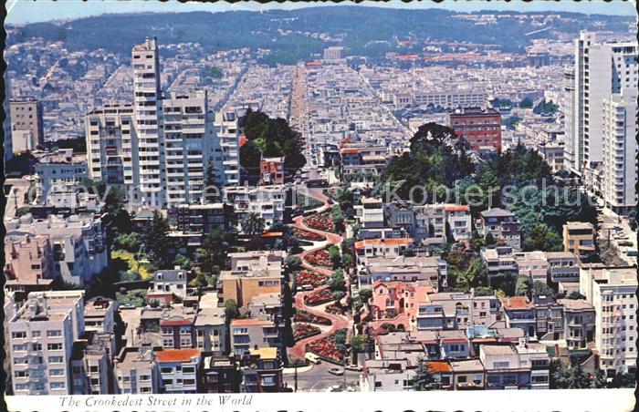 San Francisco California Lombard Street Air view