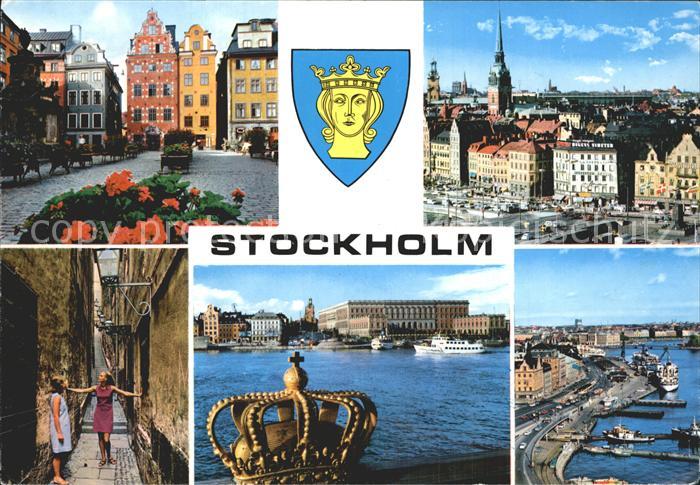 Stockholm Teilansichten Gasse Krone Hafen