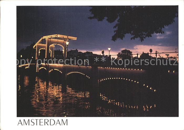 Amsterdam Niederlande Magere Brug Amstel bei Nacht