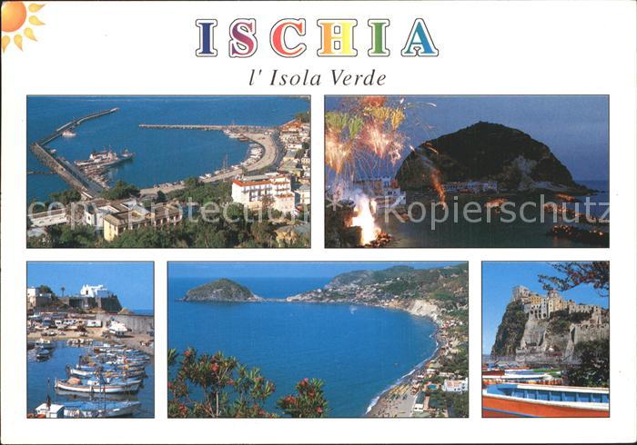 Ischia Isola Verde Hafen Bootsliegeplatz Feuerwerk Bucht