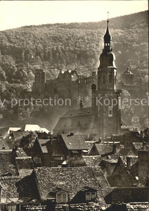 Heidelberg Neckar Altstadtblick mit Heiliggeist Kirche und Schloss