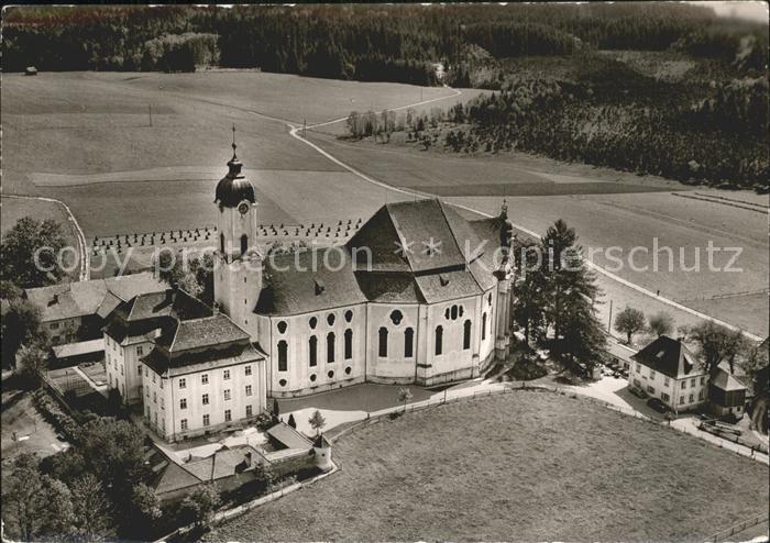 Steingaden Oberbayern Wallfahrtskirche Die Wies Fliegeraufnahme