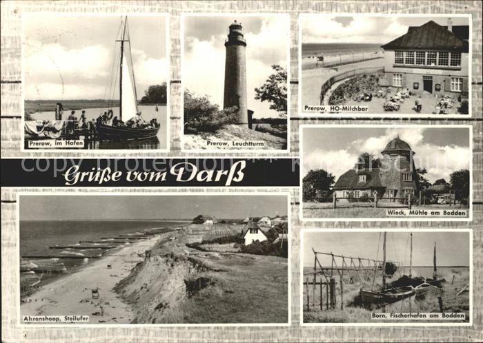 Prerow Ostseebad Hafen Segelboot Leuchtturm HO Milchbar Wieck Muehle Bodden Fisc