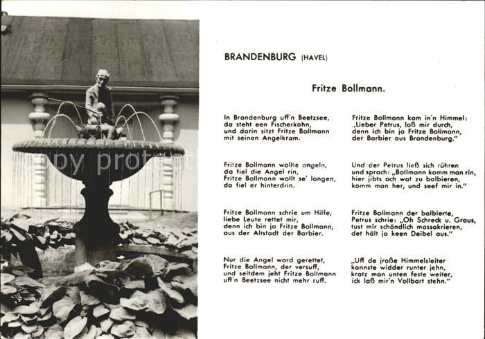 Brandenburg Havel Fritz Bollmann Gedicht Brunnen