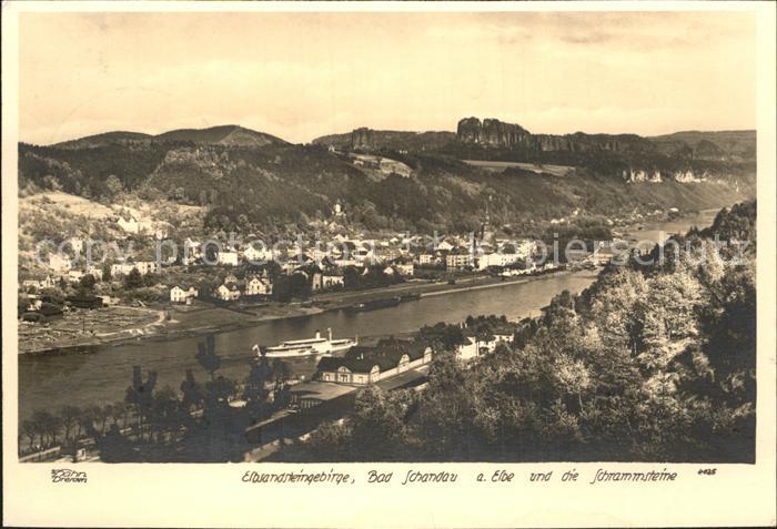 Bad Schandau Panorama Elbe Schrammstein Elbsandsteingebirge