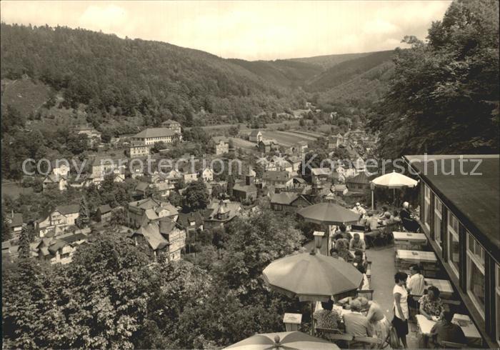 Schwarzburg Thueringer Wald Panorama Blick von der Hotel Terrasse Schwarzaburg