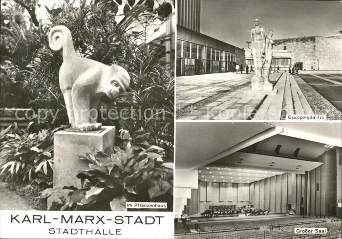 Karl-Marx-Stadt Stadthalle Grosser Saal Pflanzenhaus Plastik Skuptur