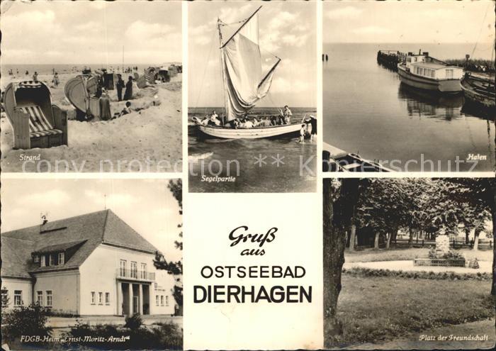 Dierhagen Ostseebad Strand Segeln Hafen Platz der Freundschaft Denkmal FDGB Heim