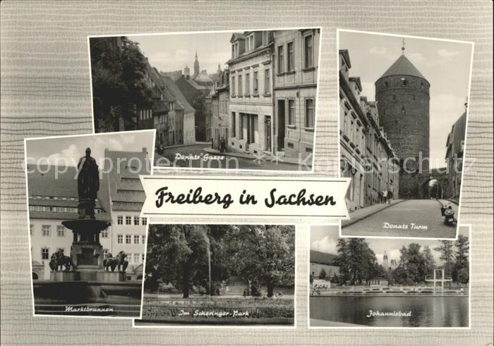Freiberg Sachsen Donatsgasse Turm Johannisbad Scheringer Park Marktbrunnen Statu
