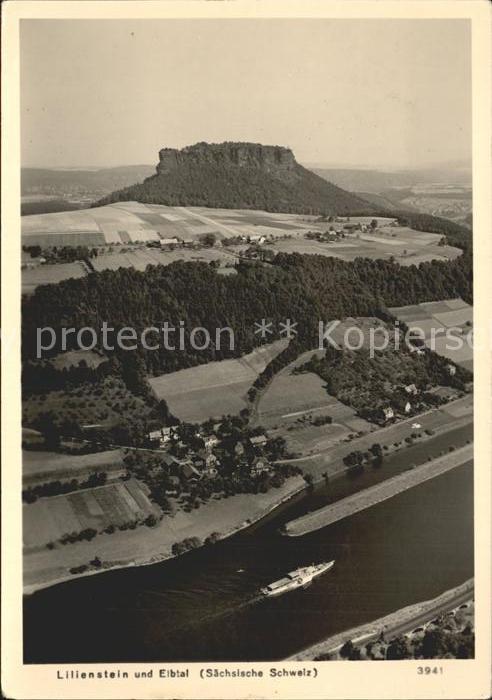 Koenigstein Saechsische Schweiz Lilienstein Elbtal Elbsandsteingebirge Fliegerau
