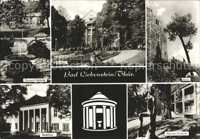 Bad Liebenstein Kurhaus Therapie Gebaeude Springbrunnen Ruine Skulptur Badehaus