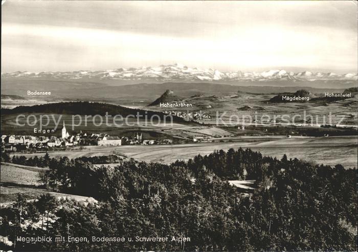 Engen Hegau Panorama Bodensee und Schweizer Alpen Fliegeraufnahme