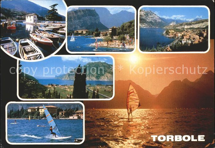 Torbole Lago di Garda Panorama Hafen Gardasee Windsurfen Sonnenuntergang