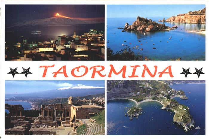 Taormina Sizilien Insel Fliegeraufnahme Ruinen aetna aktiver Vulkan