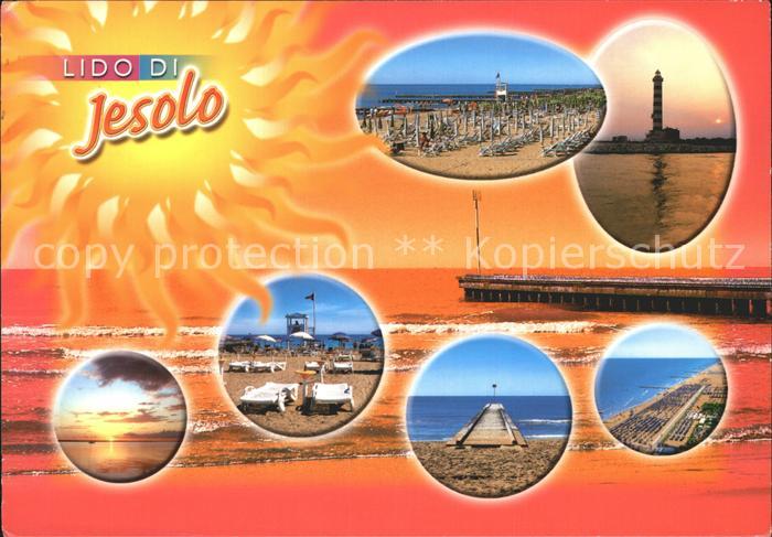 Lido di Jesolo Strand Leuchtturm Sonnenuntergang am Meer