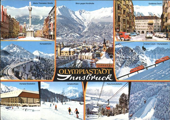 Innsbruck Olympiastadt Europabruecke Eisstadion Patscherkofelbahn Nordkette Berg