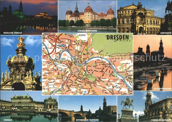 DRESDEN Elbe Bruehlsche Terrasse Schloss Moritzburg Semperoper Altstadt Hofkirch