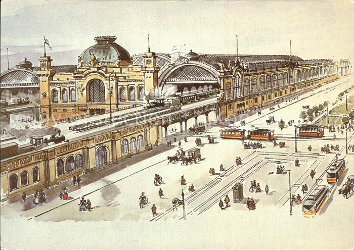 DRESDEN Elbe Hauptbahnhof um 1898 Illustration