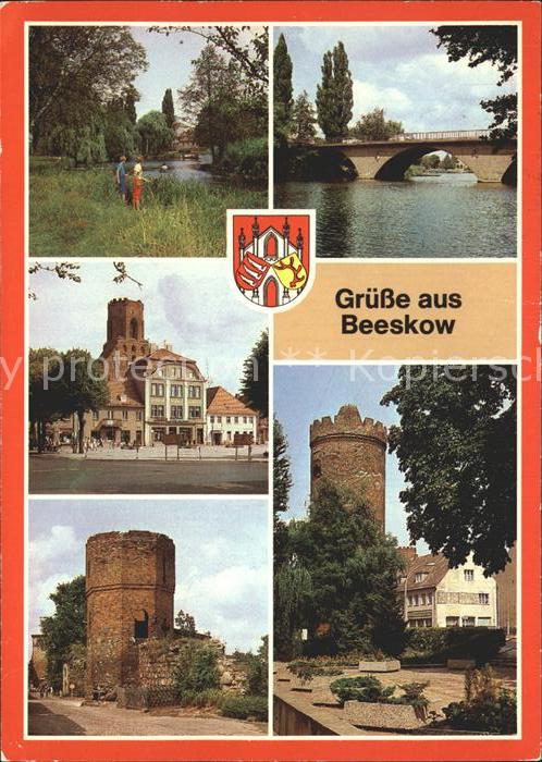 Beeskow Kleine Spree Bruecke Markt Pulverturm Stadtmauer Luckauer Tor
