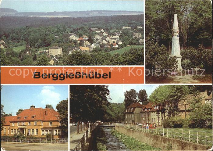 Berggiesshuebel Ortsansicht Postmeilensaeule Kurhaus Partie an der Gottleuba