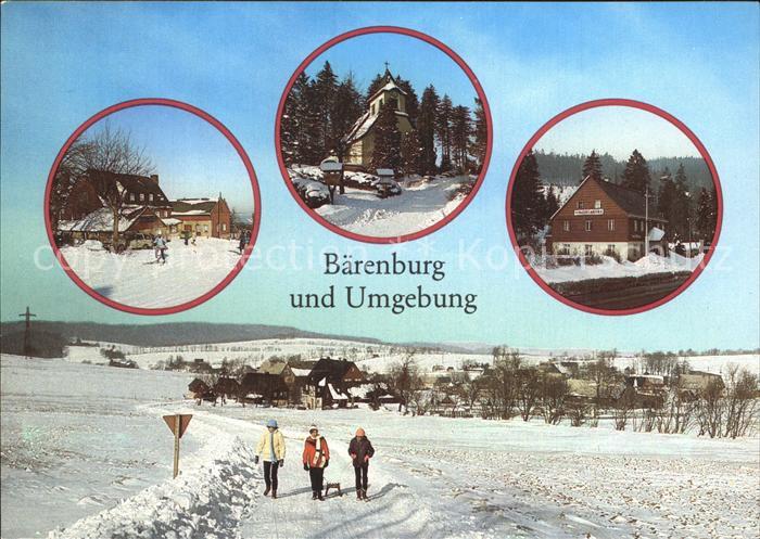 Baerenburg Sachsen und Umgebung Waldkapelle Gaststaette Winterpanorama