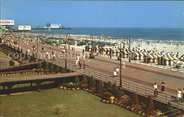 Atlantic City New Jersey View of the boardwalk beach and the Atlantic Ocean