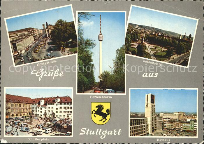 STUTTGART  CITY Koenigstr Fernsehturm Schlossplatz Schillerplatz Rathaus