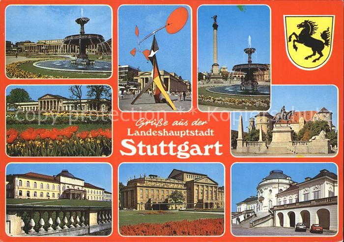 STUTTGART  CITY Schlossplatz Brunnen Altes Schloss Schillerplatz Fernsehturm