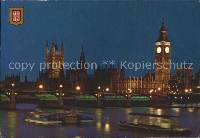 London Big Ben Houses of Parliament and River Thames by night