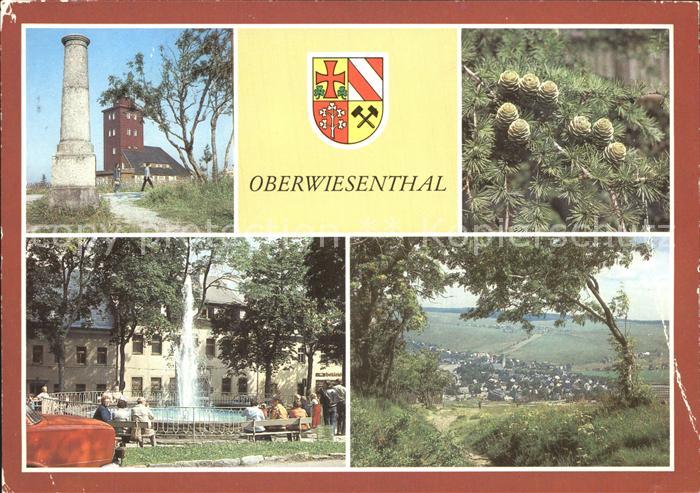 Oberwiesenthal Erzgebirge Meteorol Station mit Gradmessungssaeule Laerchenzapfen