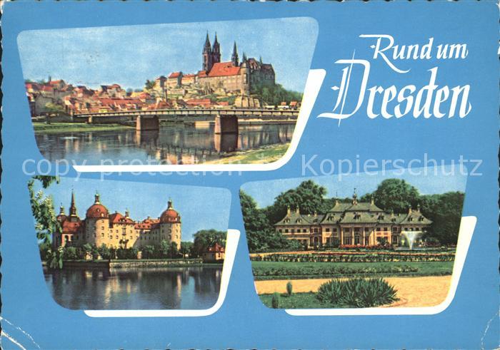 DRESDEN Elbe Blick auf Meissen Moritzburg Schloss Pillnitz