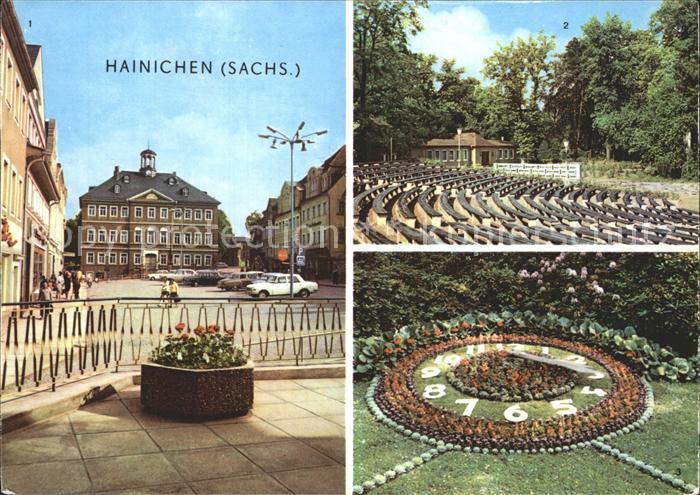 Hainichen Sachsen Rathaus Freilichtbuehne Blumenuhr