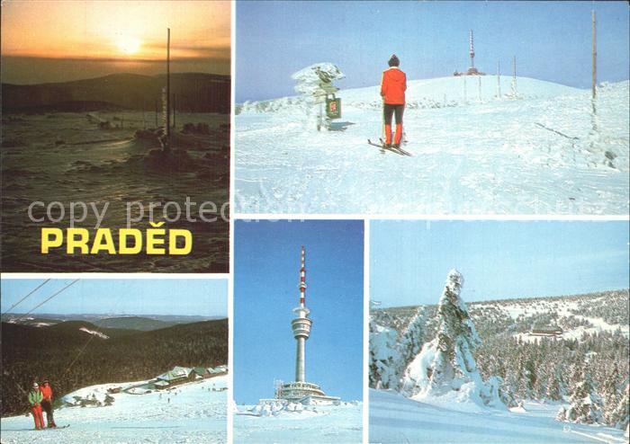 Praded Berg Zapad slunce  Vrcholu Chata Ovcarna Televizni vez