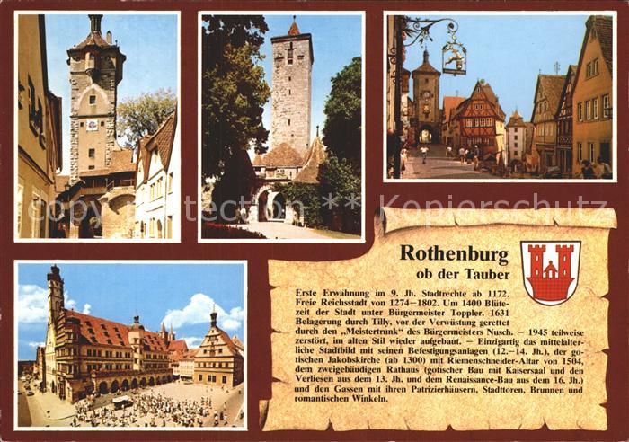 Rothenburg Tauber Klingentor Altes Burgtor mit Turm Ploenlein Rathaus Ratsherren
