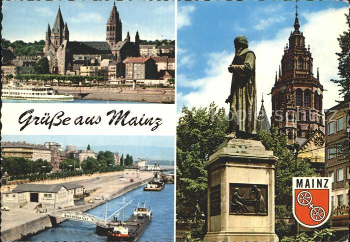 Mainz Rhein Dom Frachtschiffe Gutenberg Denkmal