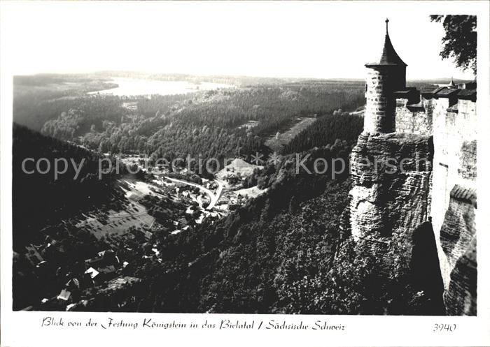 Koenigstein Saechsische Schweiz Festung mit Blick ins Bielatal