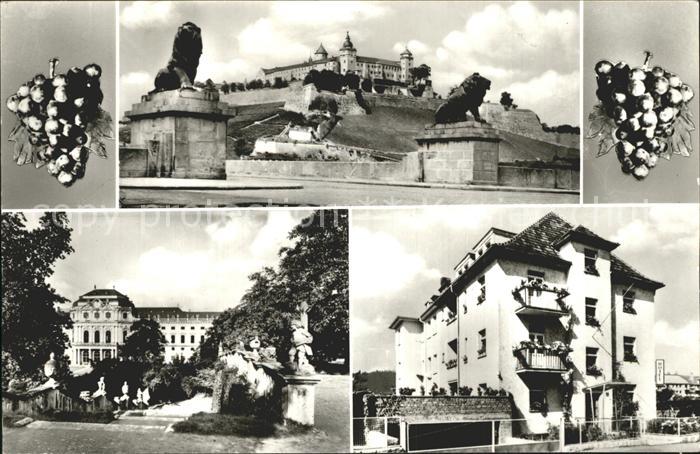WueRZBURG Bayern Hotel garni Groene Schloss Loewenskulptur Trauben