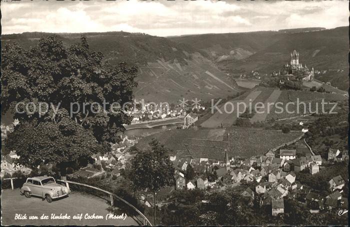 Cochem Mosel Panorama Blick von der Umkehr Serpentine Burg