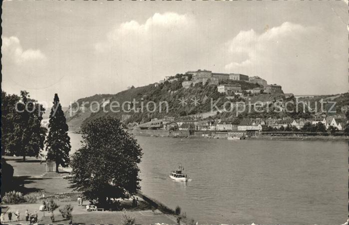 Koblenz Rhein Rheinanlagen Ehrenbreitstein Festung von Pfaffendorfer Bruecke ges
