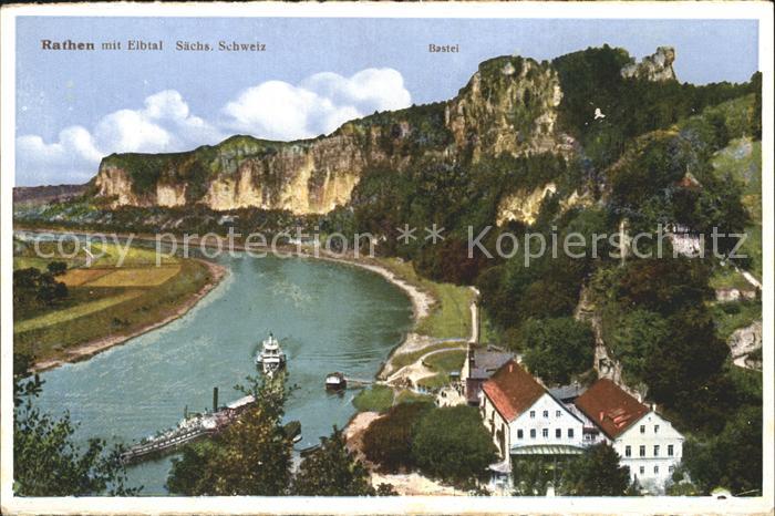 Rathen Saechsische Schweiz Panorama Elbtal Bastei Felsen Elbsandsteingebirge
