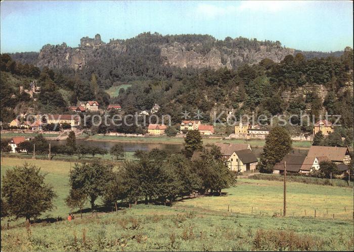 Rathen Saechsische Schweiz Teilansicht Felsen Elbsandsteingebirge
