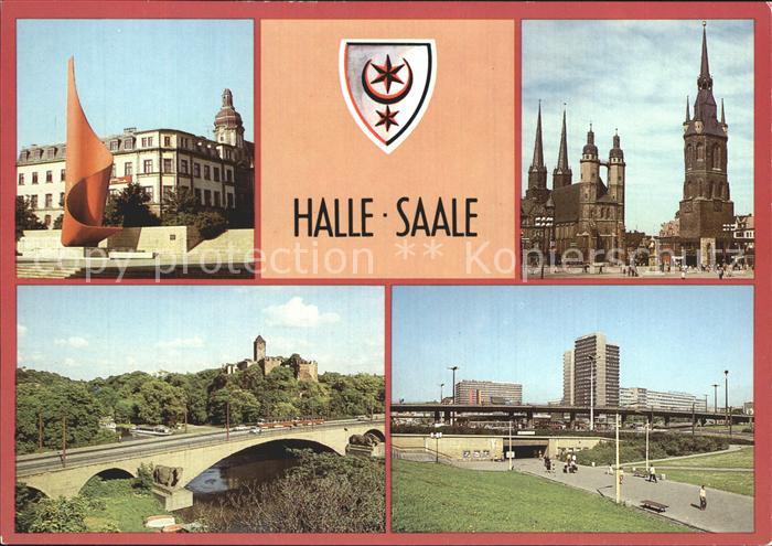 Halle Saale Fahnenmonument Markt Kirche Roter Turm Burg Giebichenstein Thaelmann