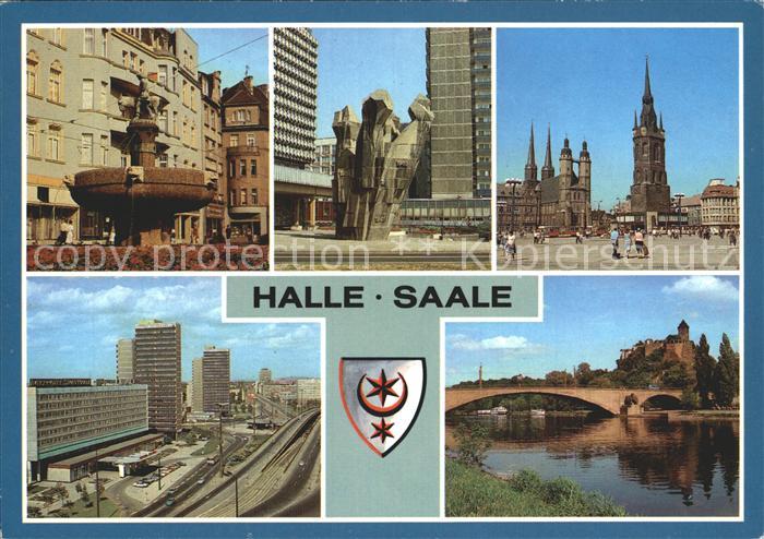 Halle Saale Eselsbrunnen Thaelmannplatz Markt Kirche Roter Turm Burg Giebichenst